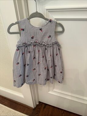 Tartine et Chocolat baby girl blue and white floral dress 9m